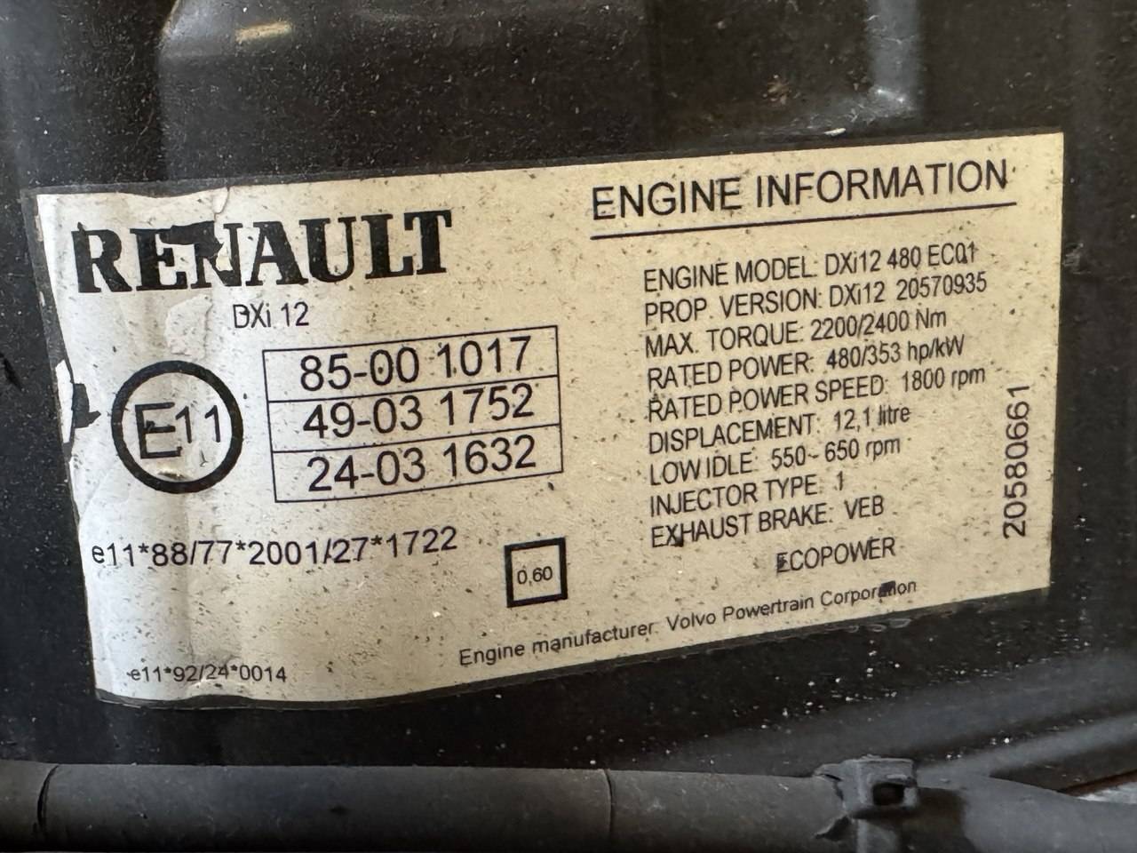 Двигатель DXI12 Renault Magnum 12.0 Дизель